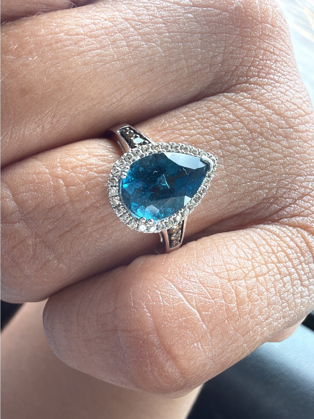 Le Vian Pear-shaped blue topaz ring 7.5 14k